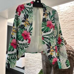 Tropical floral blazer cruise leisure vacation jacket size small